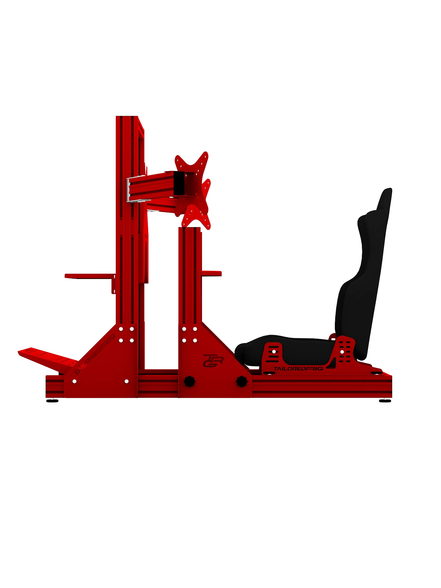 SRR4000 Sim Rig – Seitenansicht mit Triple-Screen-Halterung – Farbe Rot | TailoredRig