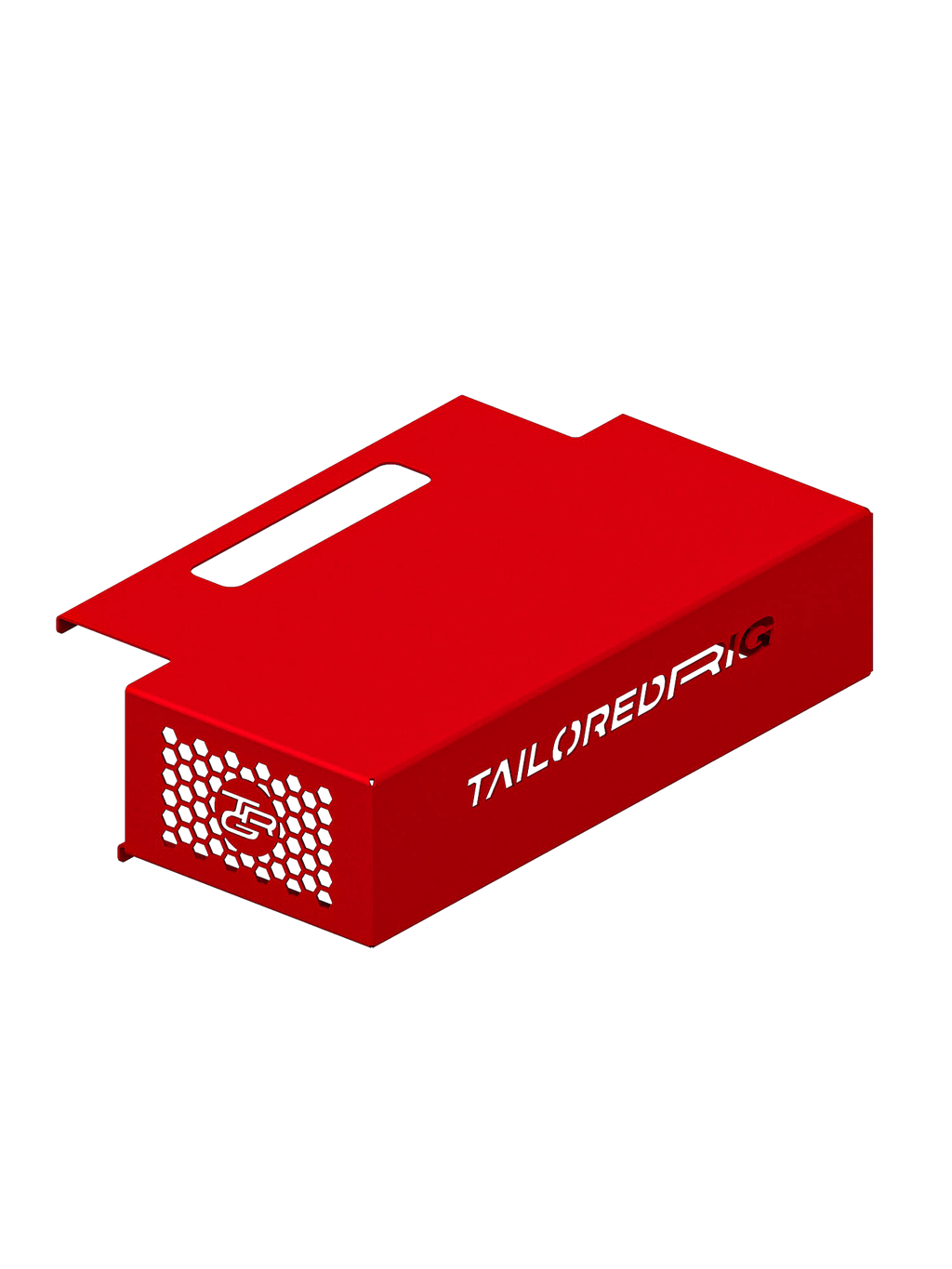 Kabelbox für Sim Rig – leicht gedrehte Ansicht – Farbe Rot | TailoredRig