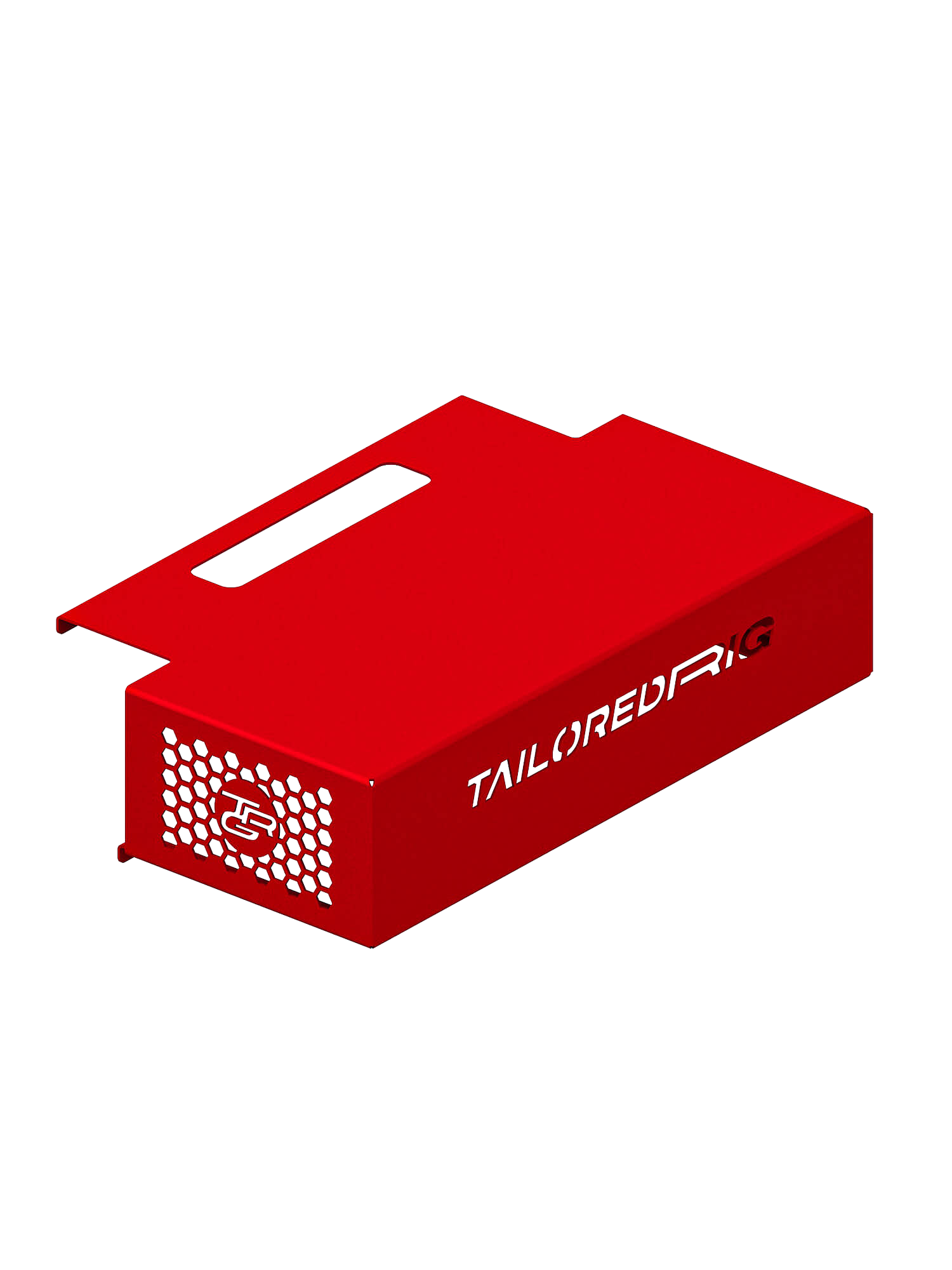 Kabelbox für Sim Rig – leicht gedrehte Ansicht – Farbe Rot | TailoredRig