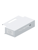 Kabelbox für Sim Rig – Aluminium-Zubehör, leicht gedrehte Ansicht – Farbe Weiß | TailoredRig