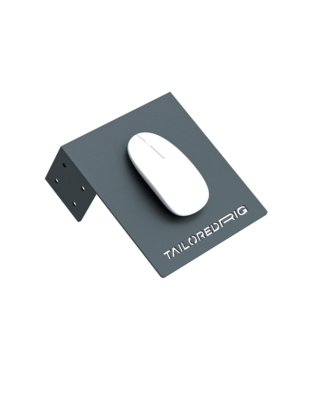 Maus-Halterung für Sim Rig – Vorderansicht, leicht gedreht – Farbe Basalt | TailoredRig