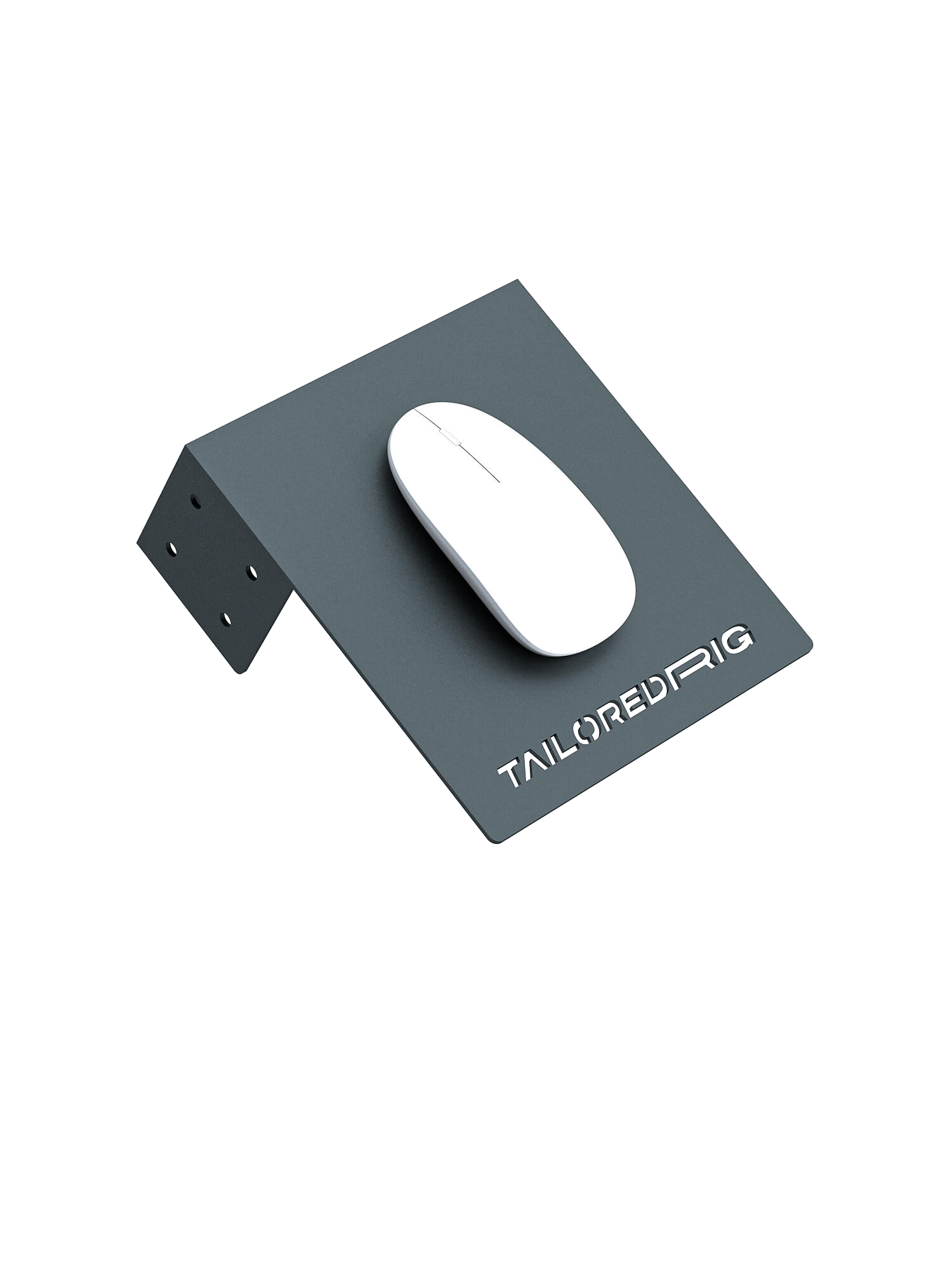 Maus-Halterung für Sim Rig – Vorderansicht, leicht gedreht – Farbe Basalt | TailoredRig