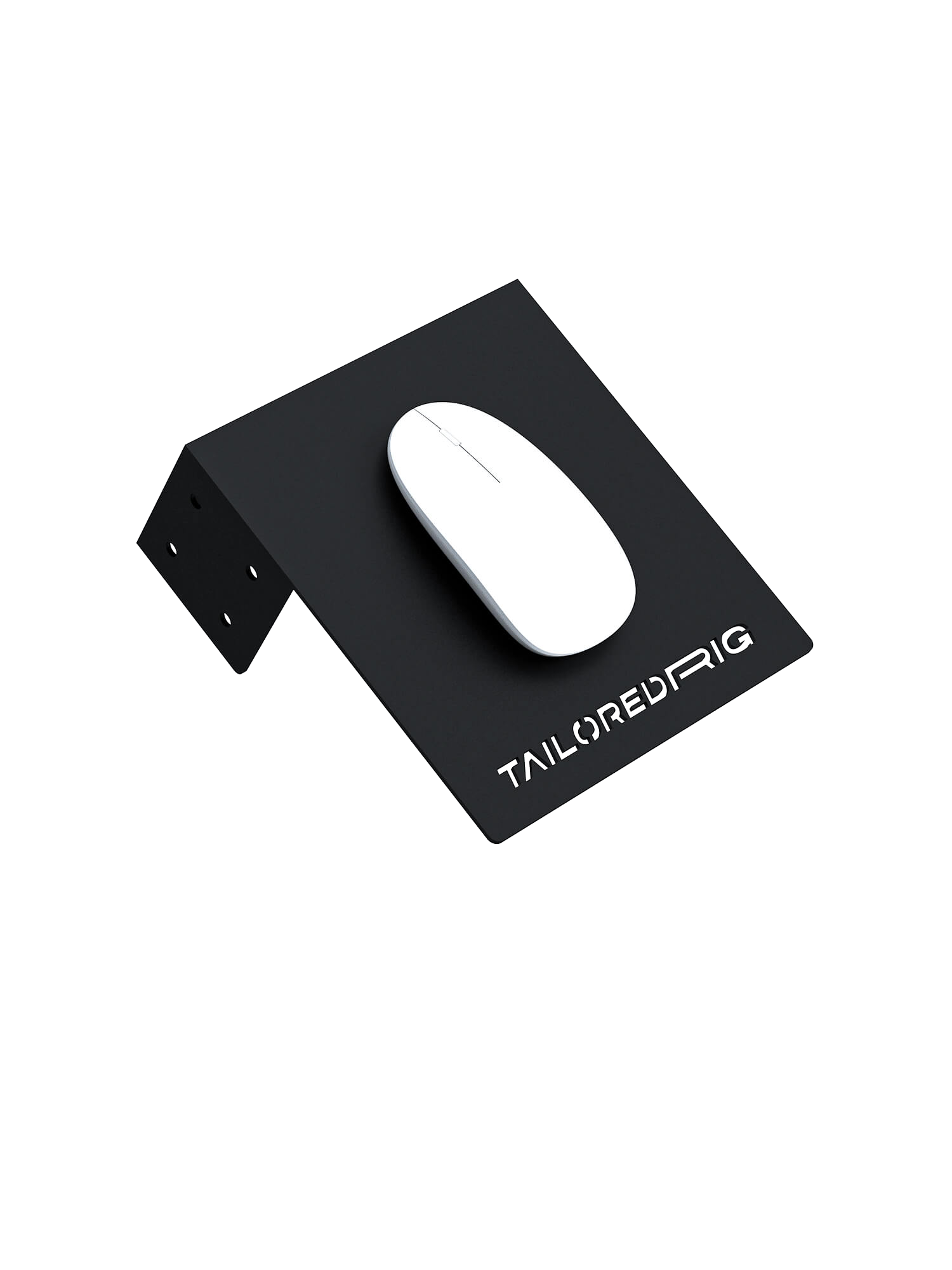 Maus-Halterung für Sim Rig – Zubehöransicht, leicht gedreht – Farbe Schwarz | TailoredRig