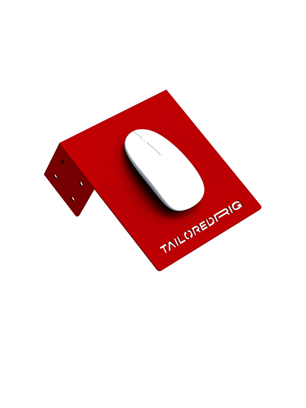 Maus-Halterung für Sim Rig – Vorderansicht, leicht gedreht – Farbe Rot | TailoredRig
