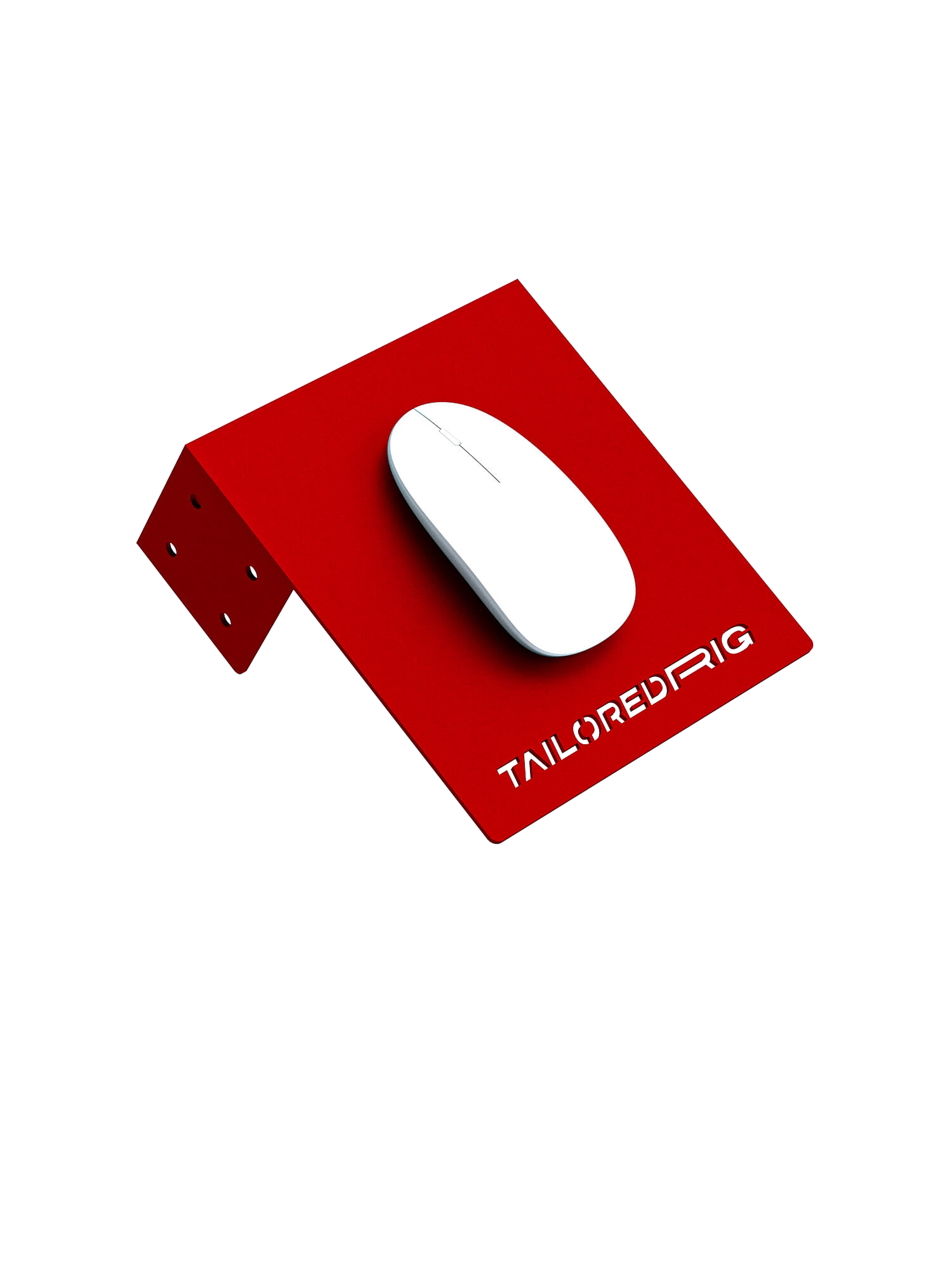 Maus-Halterung für Sim Rig – Vorderansicht, leicht gedreht – Farbe Rot | TailoredRig