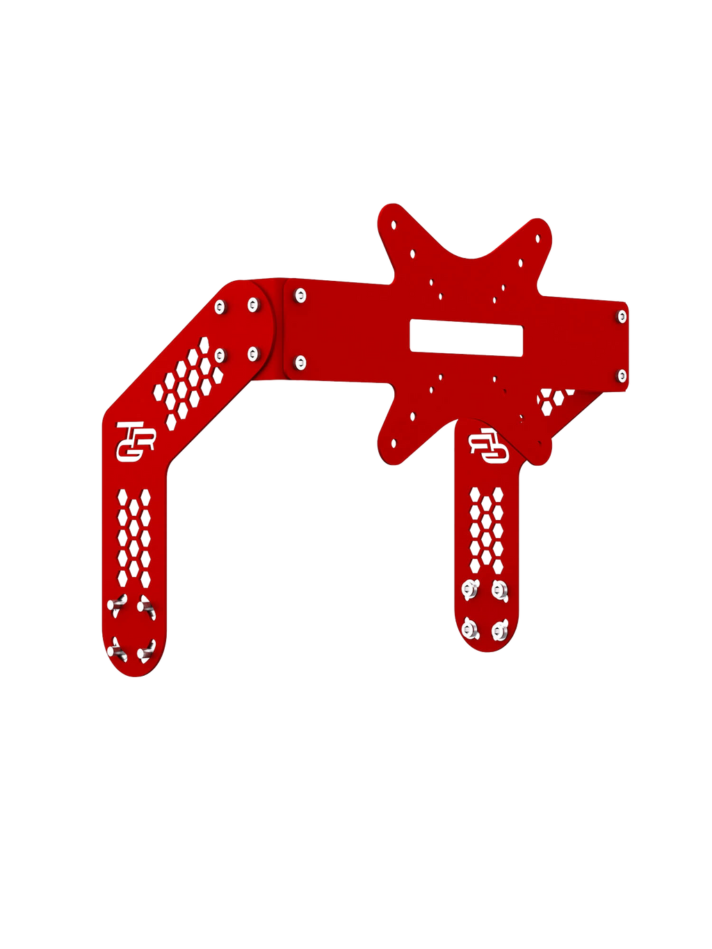 Monitor-Halterung Single-Screen für Sim Rig – leicht gedrehte Ansicht – Farbe Rot | TailoredRig