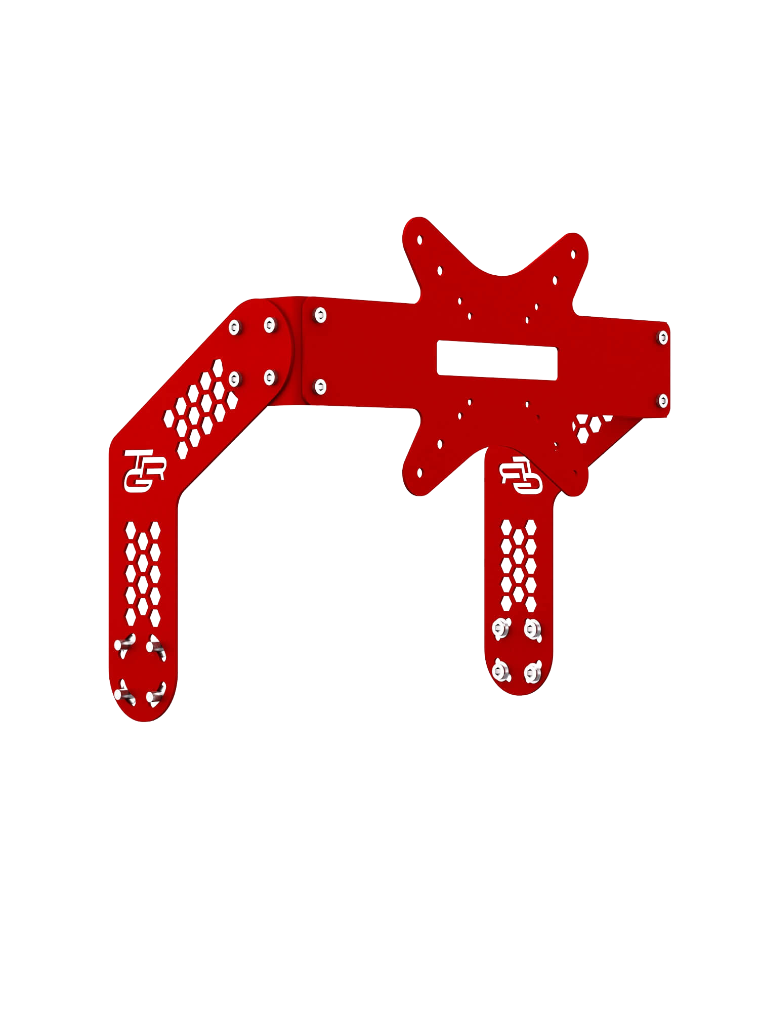 Monitor-Halterung Single-Screen für Sim Rig – leicht gedrehte Ansicht – Farbe Rot | TailoredRig