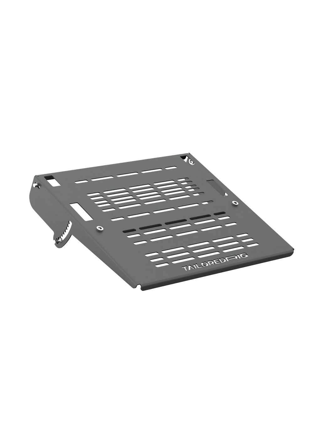 Pedalplatte für Sim Rig – Aluminium-Zubehör, Vorderansicht leicht gedreht – Farbe Basalt | TailoredRig
