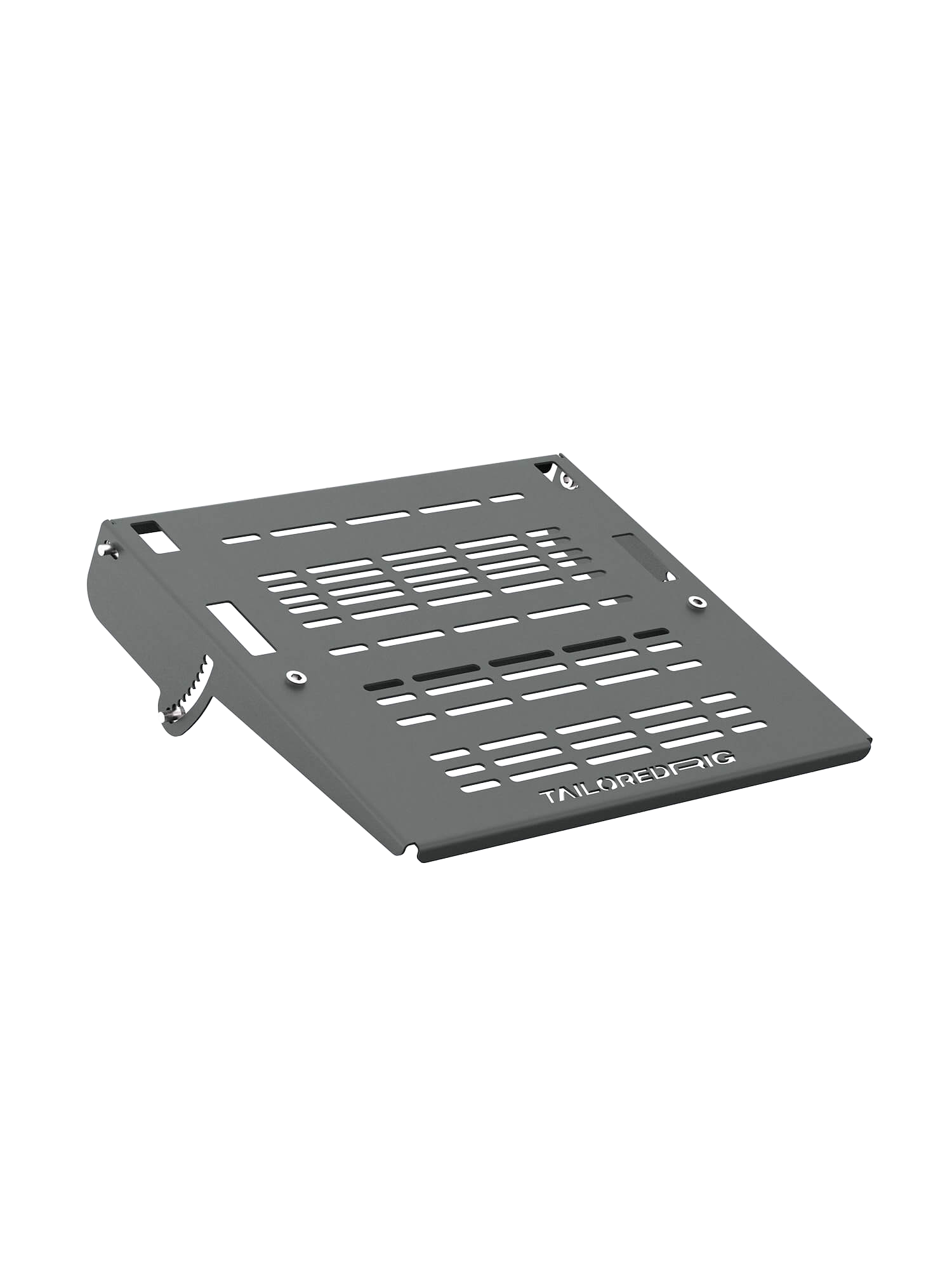Pedalplatte für Sim Rig – Aluminium-Zubehör, Vorderansicht leicht gedreht – Farbe Basalt | TailoredRig
