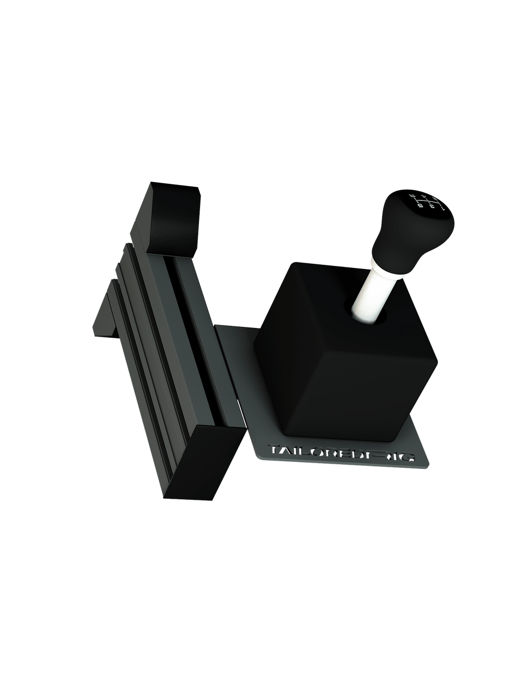 
Shifter-Halterung für Sim Rig – Vorderansicht, leicht gedreht – Farbe Basalt | TailoredRig