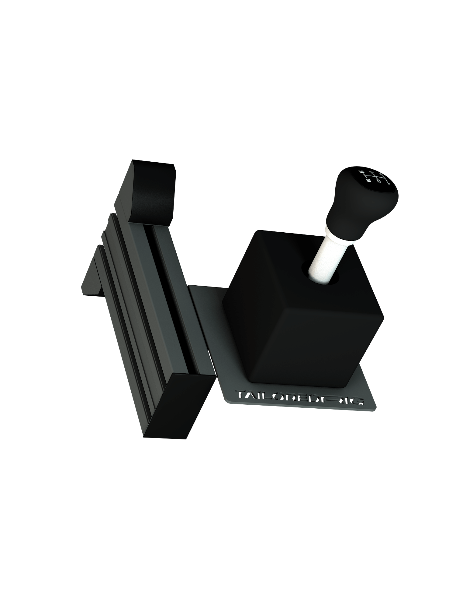 
Shifter-Halterung für Sim Rig – Vorderansicht, leicht gedreht – Farbe Basalt | TailoredRig