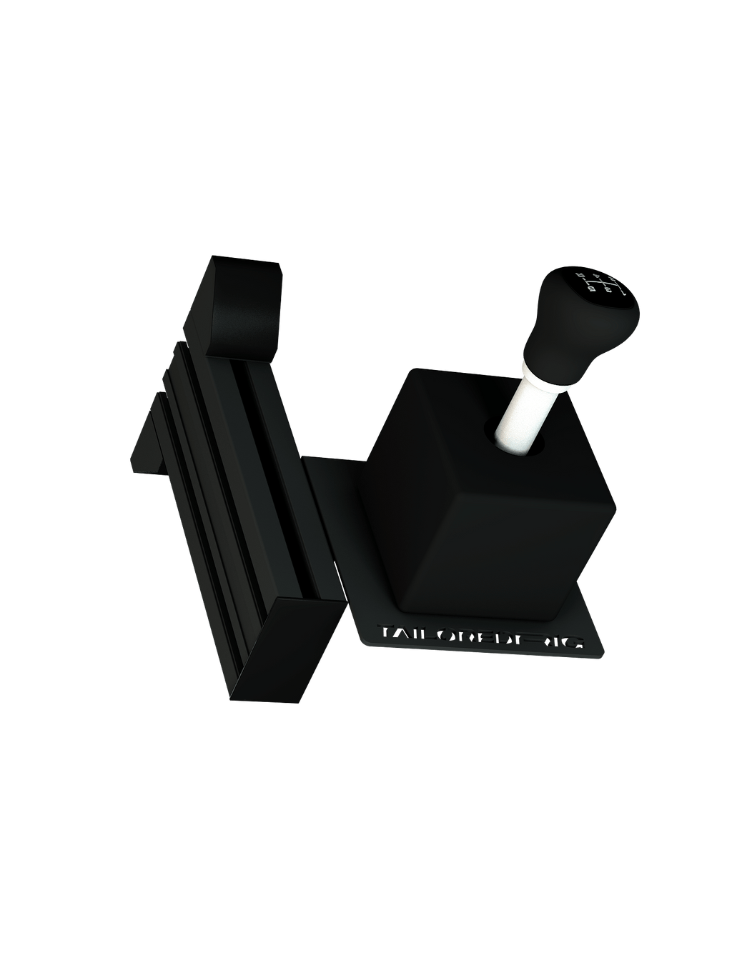 Shifter-Halterung für Sim Rig – Vorderansicht, leicht gedreht – Farbe Schwarz | TailoredRig