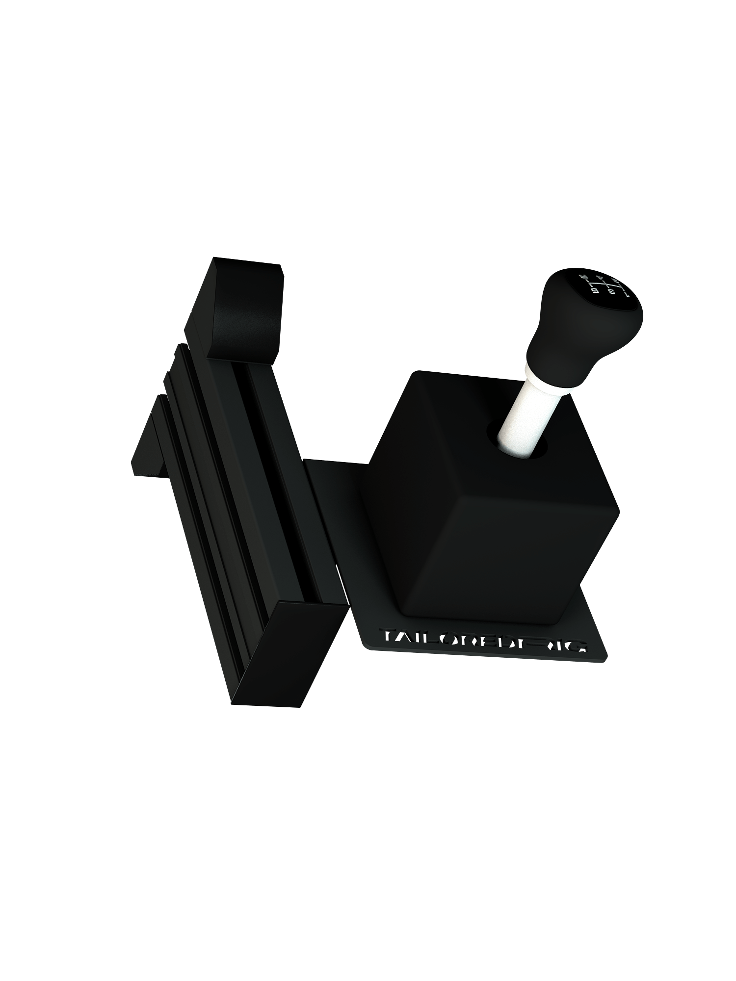 Shifter-Halterung für Sim Rig – Vorderansicht, leicht gedreht – Farbe Schwarz | TailoredRig