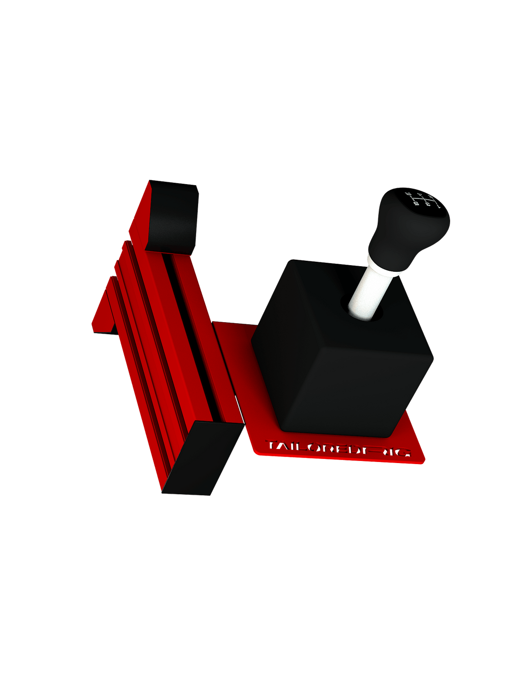 Shifter-Halterung für Sim Rig – Zubehöransicht, leicht gedreht – Farbe Rot | TailoredRig