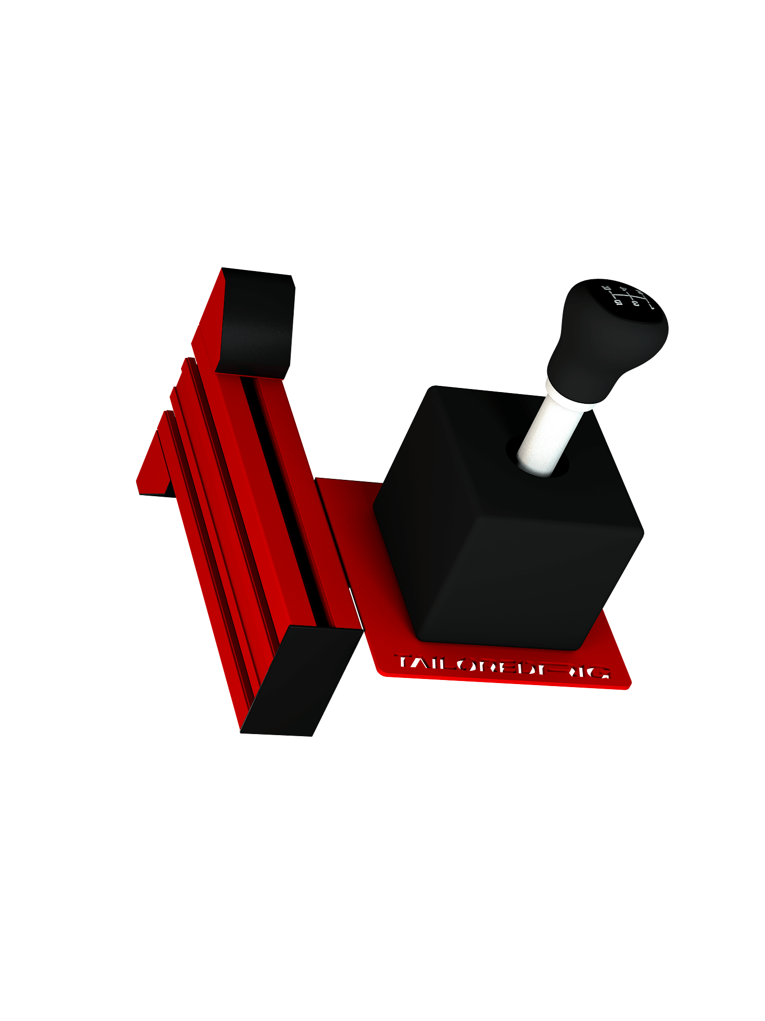 Shifter-Halterung für Sim Rig – Zubehöransicht, leicht gedreht – Farbe Rot | TailoredRig