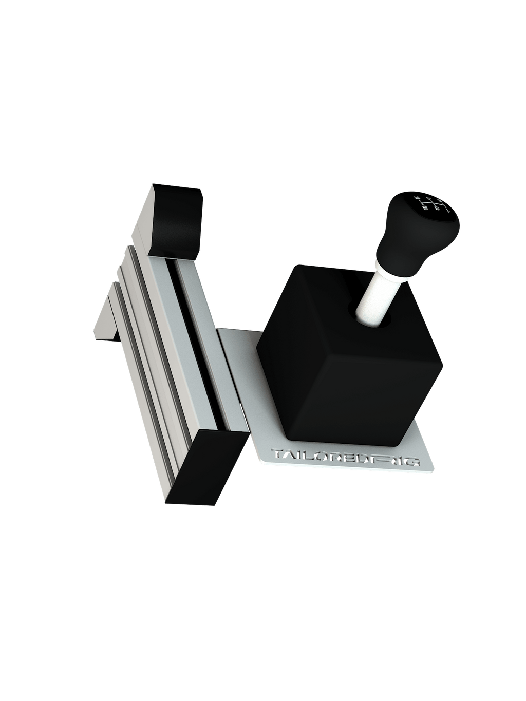 Shifter-Halterung für Sim Rig – Aluminium-Zubehör, leicht gedrehte Ansicht – Farbe Weiß | TailoredRig