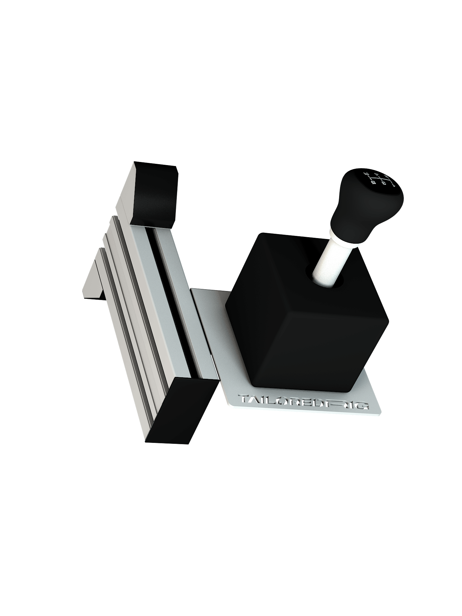 Shifter-Halterung für Sim Rig – Aluminium-Zubehör, leicht gedrehte Ansicht – Farbe Weiß | TailoredRig