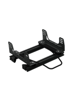 Sitzschienen-System für Sim Rig – Aluminium-Zubehör, Vorderansicht leicht gedreht – Farbe Schwarz | TailoredRig