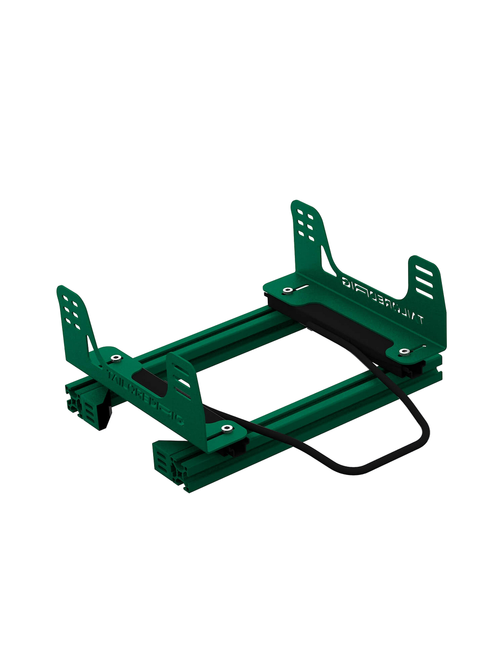 Sitzschienen-System für Sim Rig – Aluminium-Zubehör, leicht gedrehte Ansicht – Farbe Grün | TailoredRig