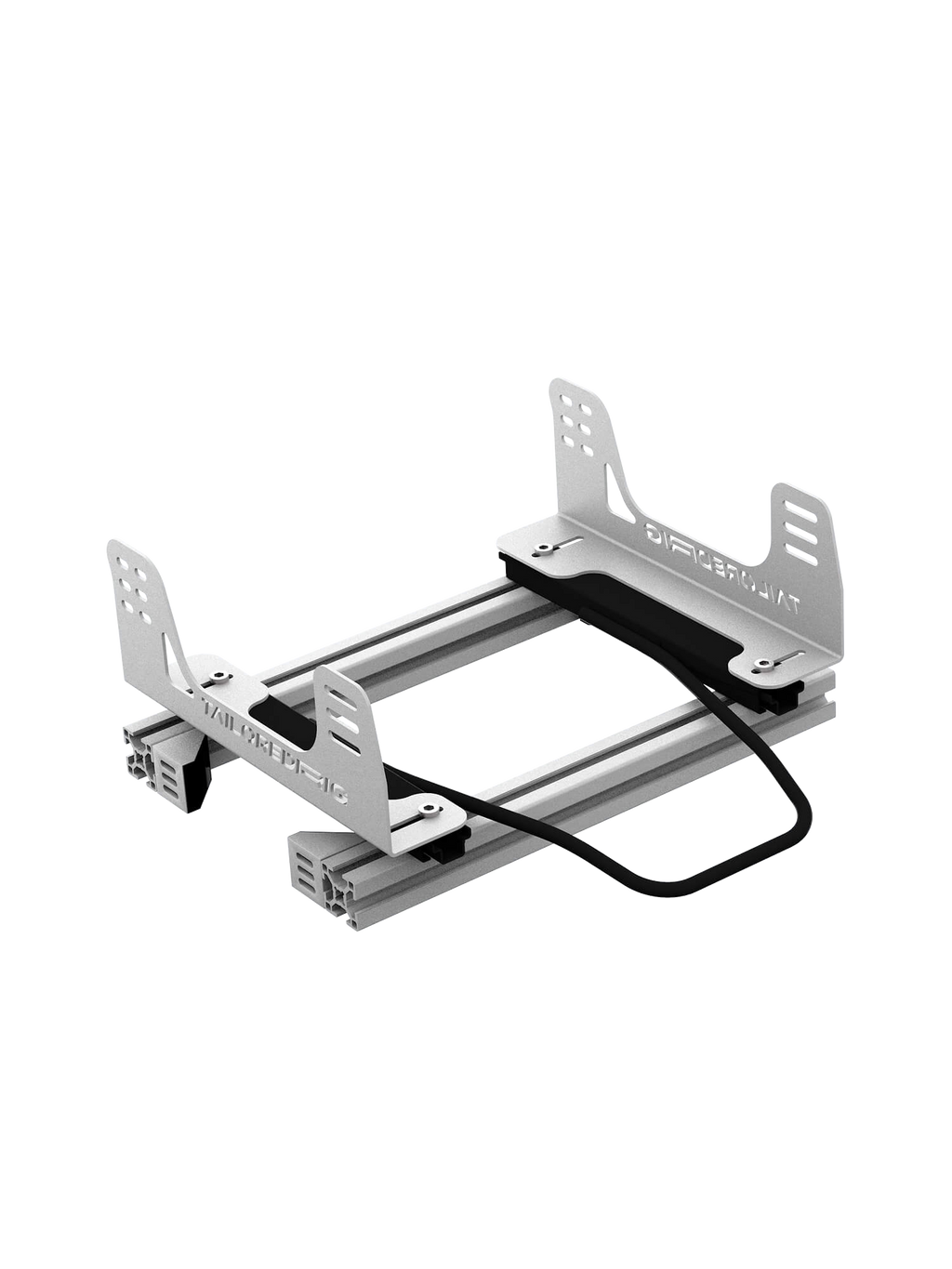 Sitzschienen-System für Sim Rig – Aluminium-Zubehör, leicht gedrehte Ansicht – Farbe Weiß | TailoredRig