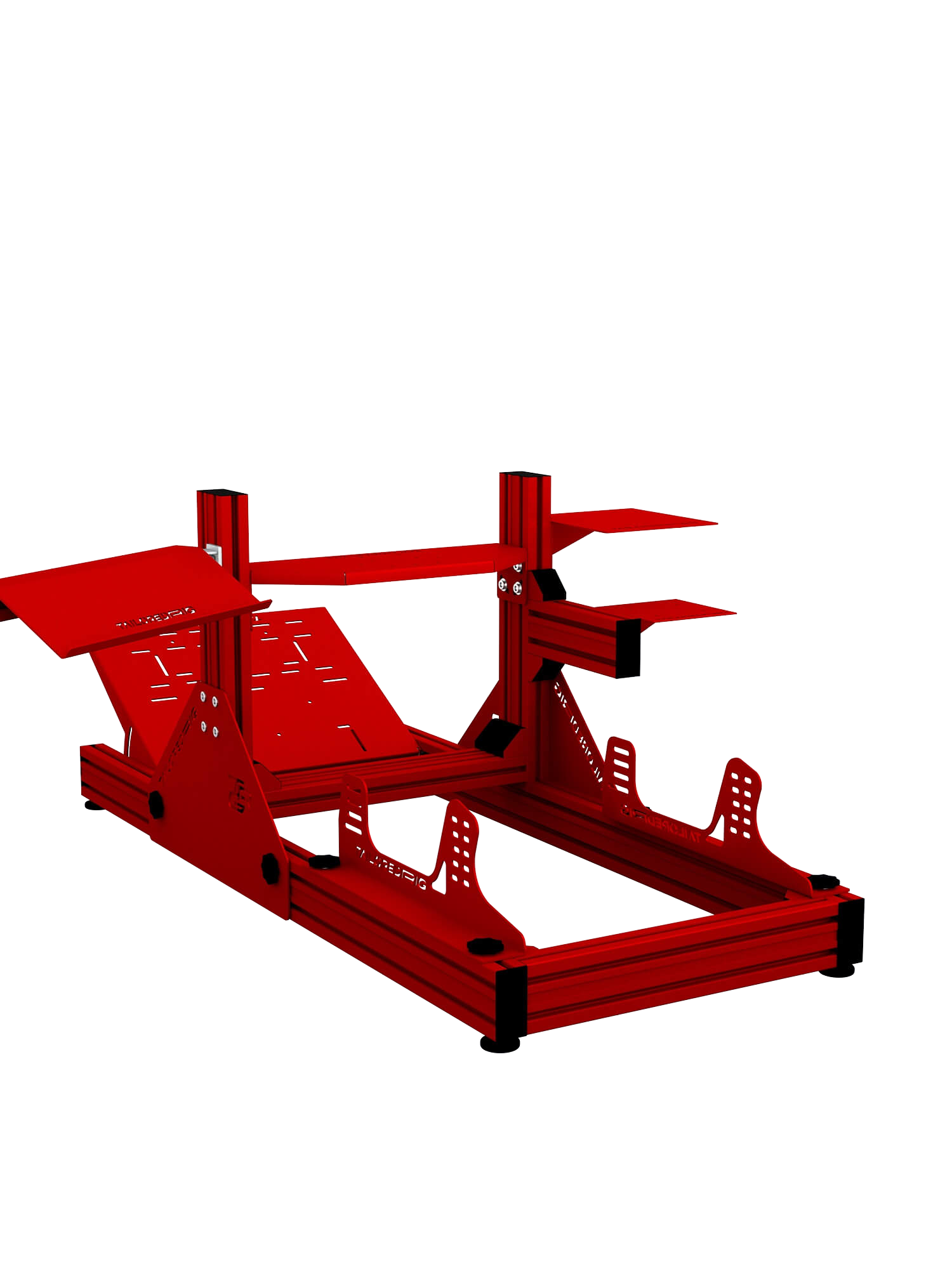 SRR1000 Sim Rig – Rückansicht mit Zubehör – Farbe Rot | TailoredRig