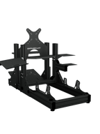 SRR2000 Sim Racing Cockpit – Rückansicht mit Monitorhalterung & Zubehör – Farbe Schwarz | TailoredRig