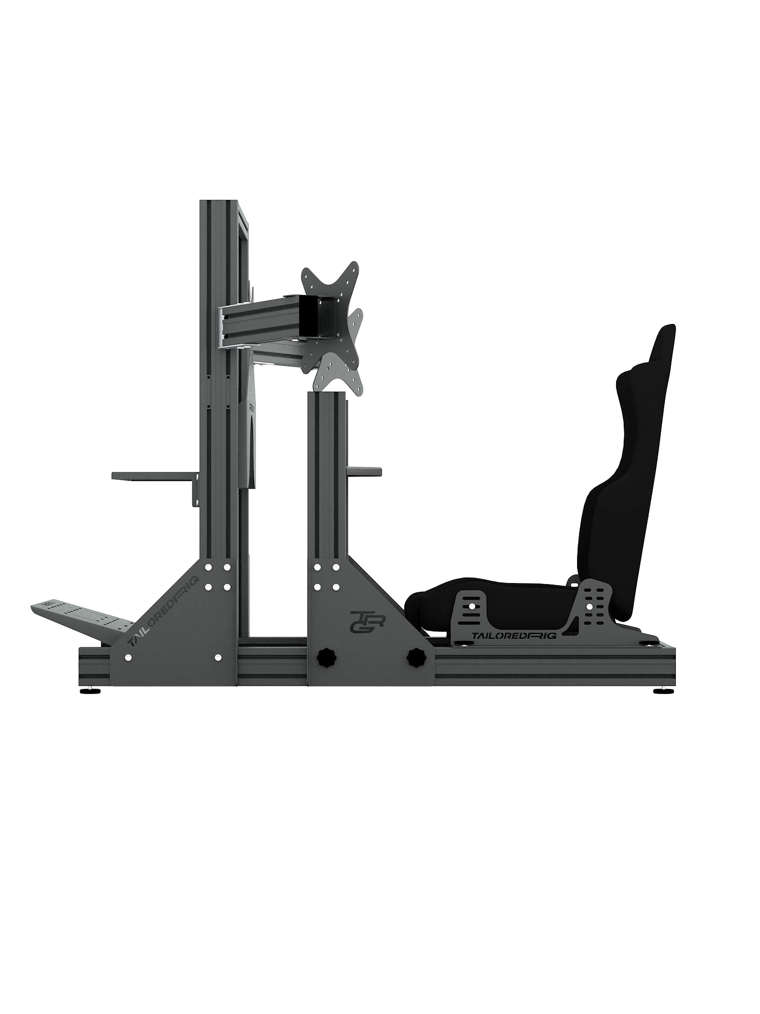 SRR4000 Sim Rig – Seitenansicht mit Triple-Screen-Halterung – Farbe Basalt | TailoredRig