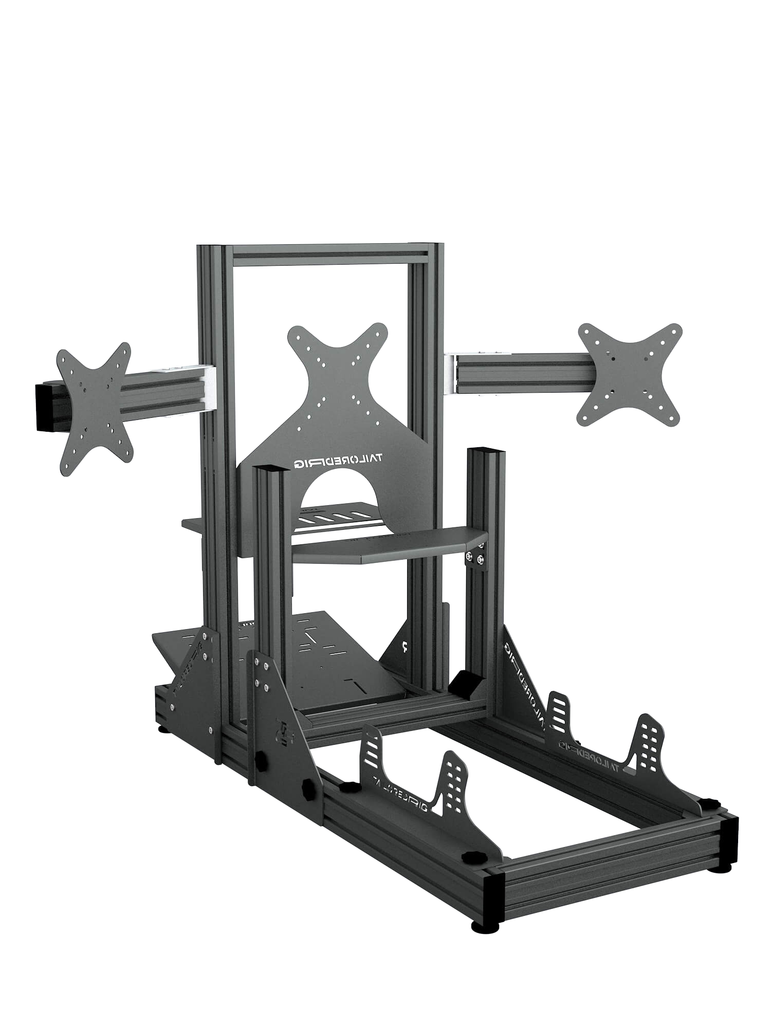 SRR4000 Sim Racing Cockpit – Rückansicht mit Triple-Screen – Farbe Basalt | TailoredRig