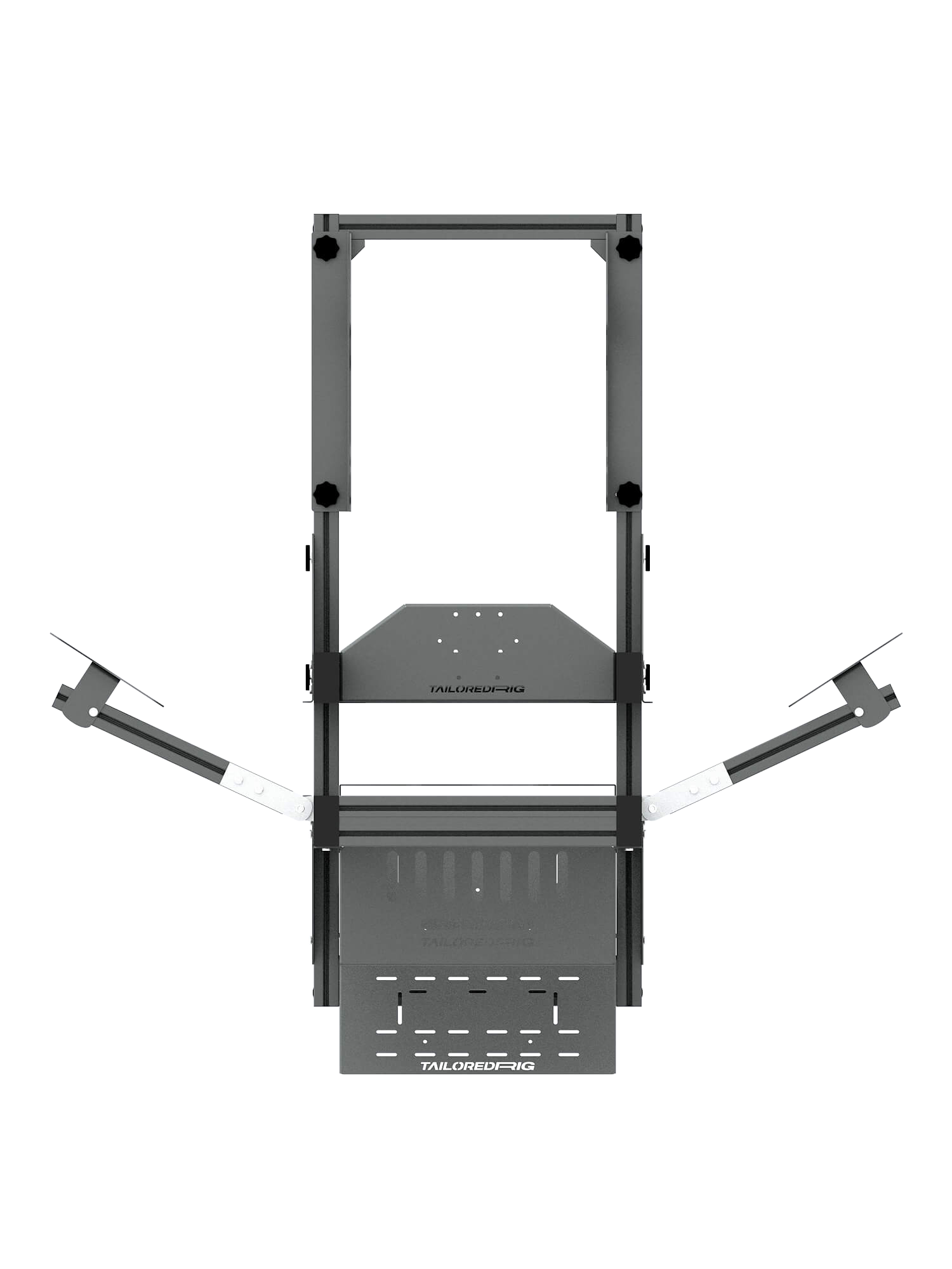 SRR4000 Sim Rig – Draufsicht auf Triple-Screen-Aufbau & Aluminiumrahmen – Farbe Basalt | TailoredRig