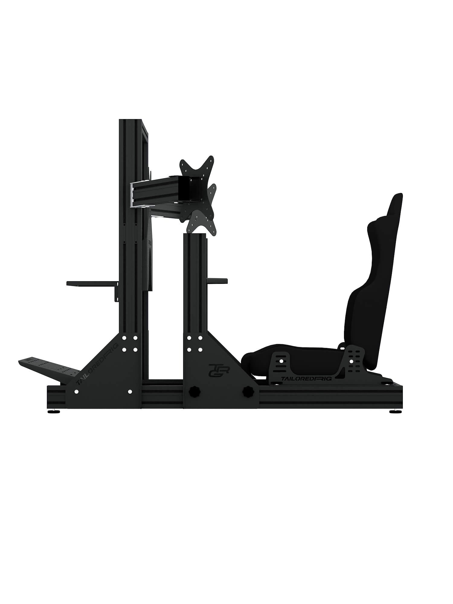 SRR4000 Sim Rig – Seitenansicht mit Triple-Screen-Halterung – Farbe Schwarz | TailoredRig