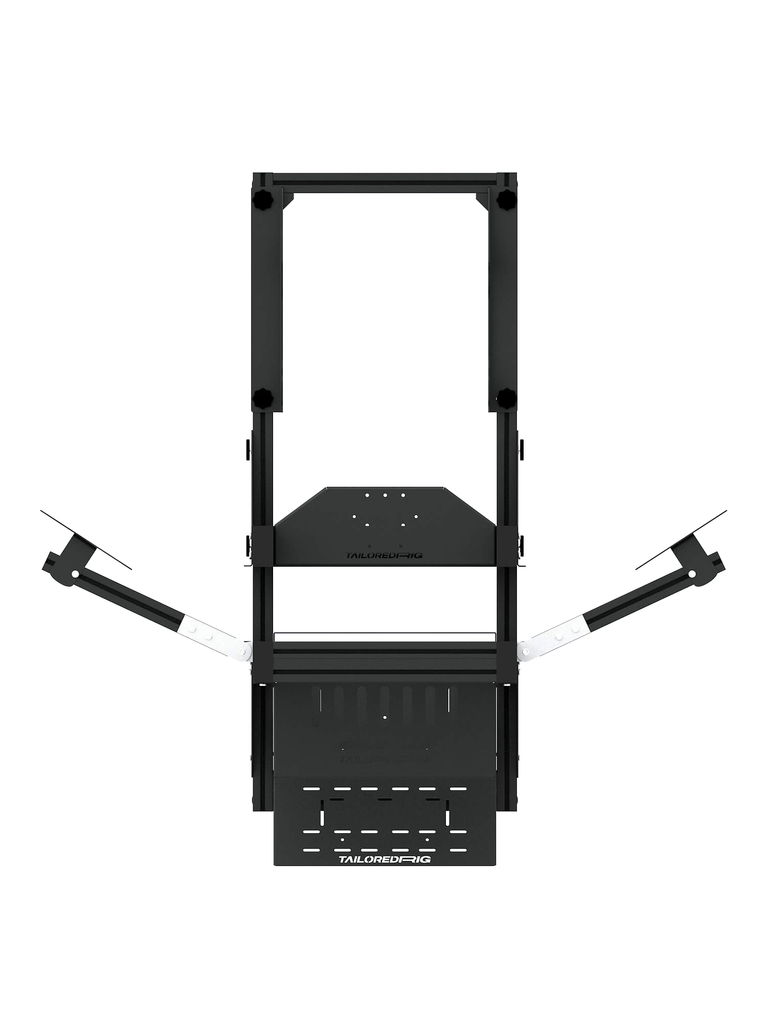 SRR4000 Sim Rig – Draufsicht auf Triple-Screen-Aufbau & Aluminiumrahmen – Farbe Schwarz | TailoredRig