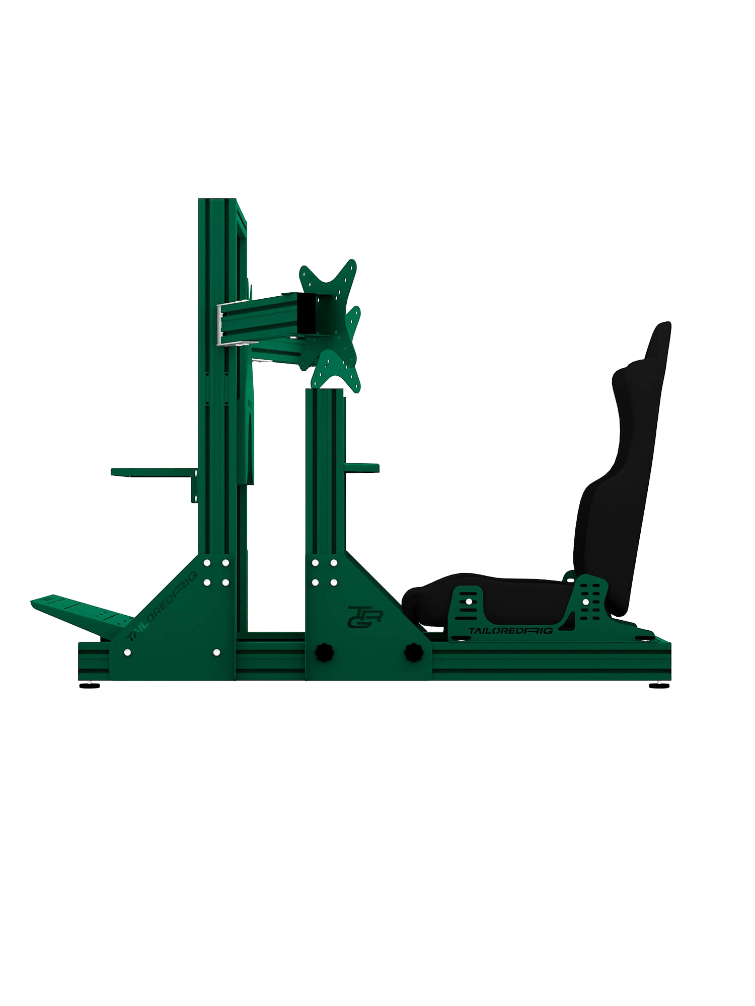 SRR4000 Sim Rig – Seitenansicht mit Triple-Screen-Halterung – Farbe Grün | TailoredRig