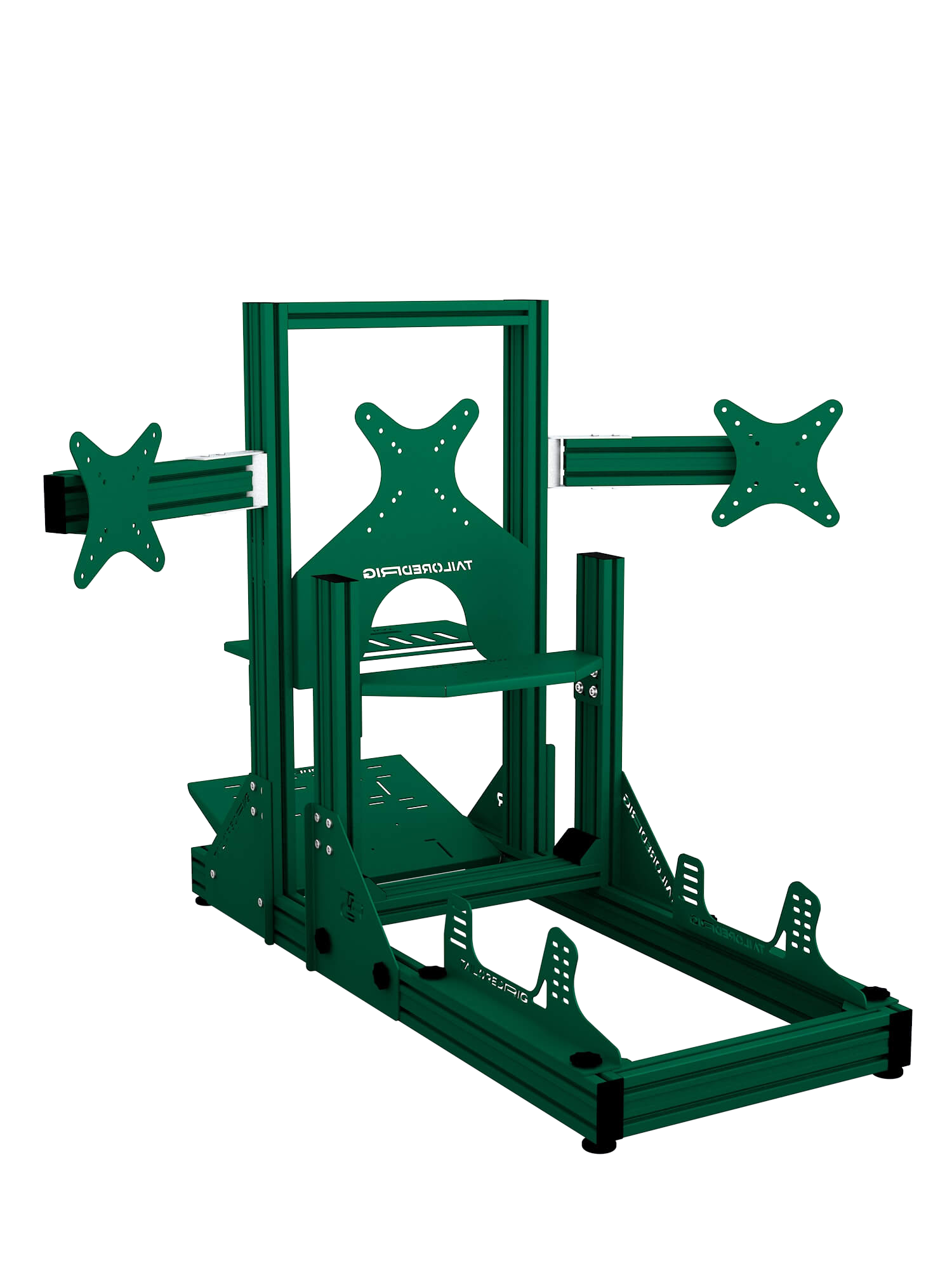 SRR4000 Sim Racing Cockpit – Rückansicht mit Triple-Screen – Farbe Grün | TailoredRig