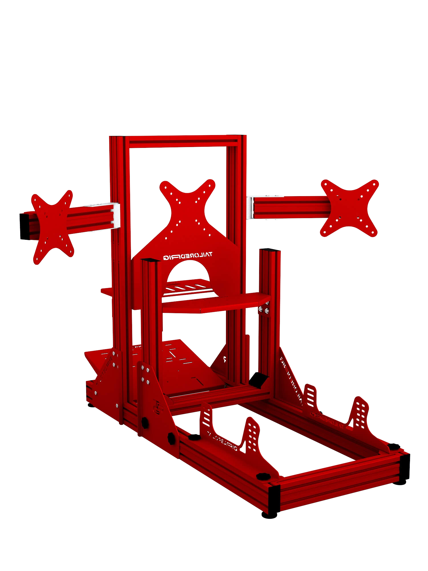 SRR4000 Sim Racing Cockpit – Rückansicht mit Triple-Screen – Farbe Rot | TailoredRig