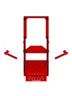 SRR4000 Sim Rig – Draufsicht auf Triple-Screen-Aufbau & Aluminiumrahmen – Farbe Rot | TailoredRig