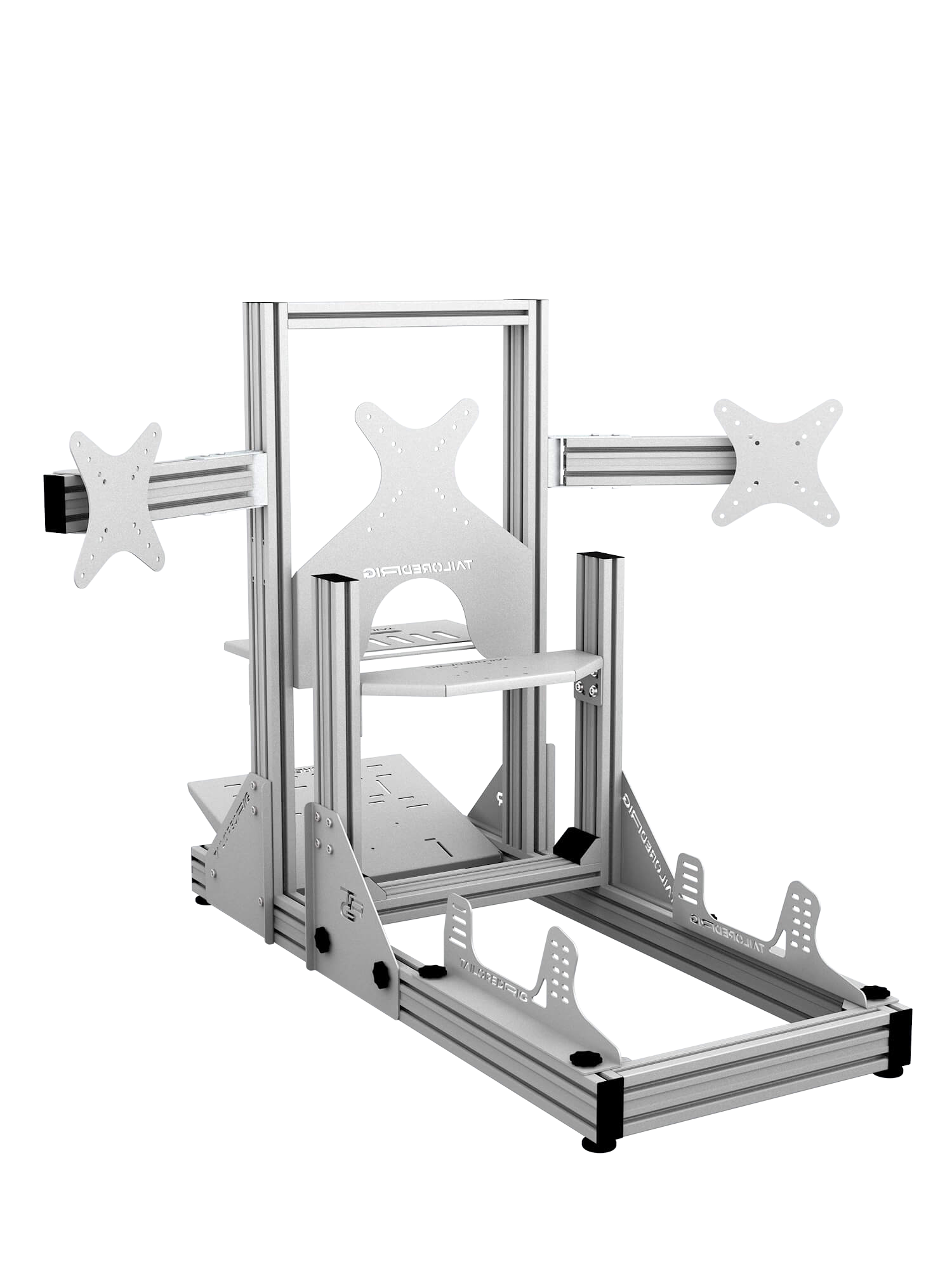 SRR4000 Sim Racing Cockpit – Rückansicht mit Triple-Screen – Farbe Weiß | TailoredRig