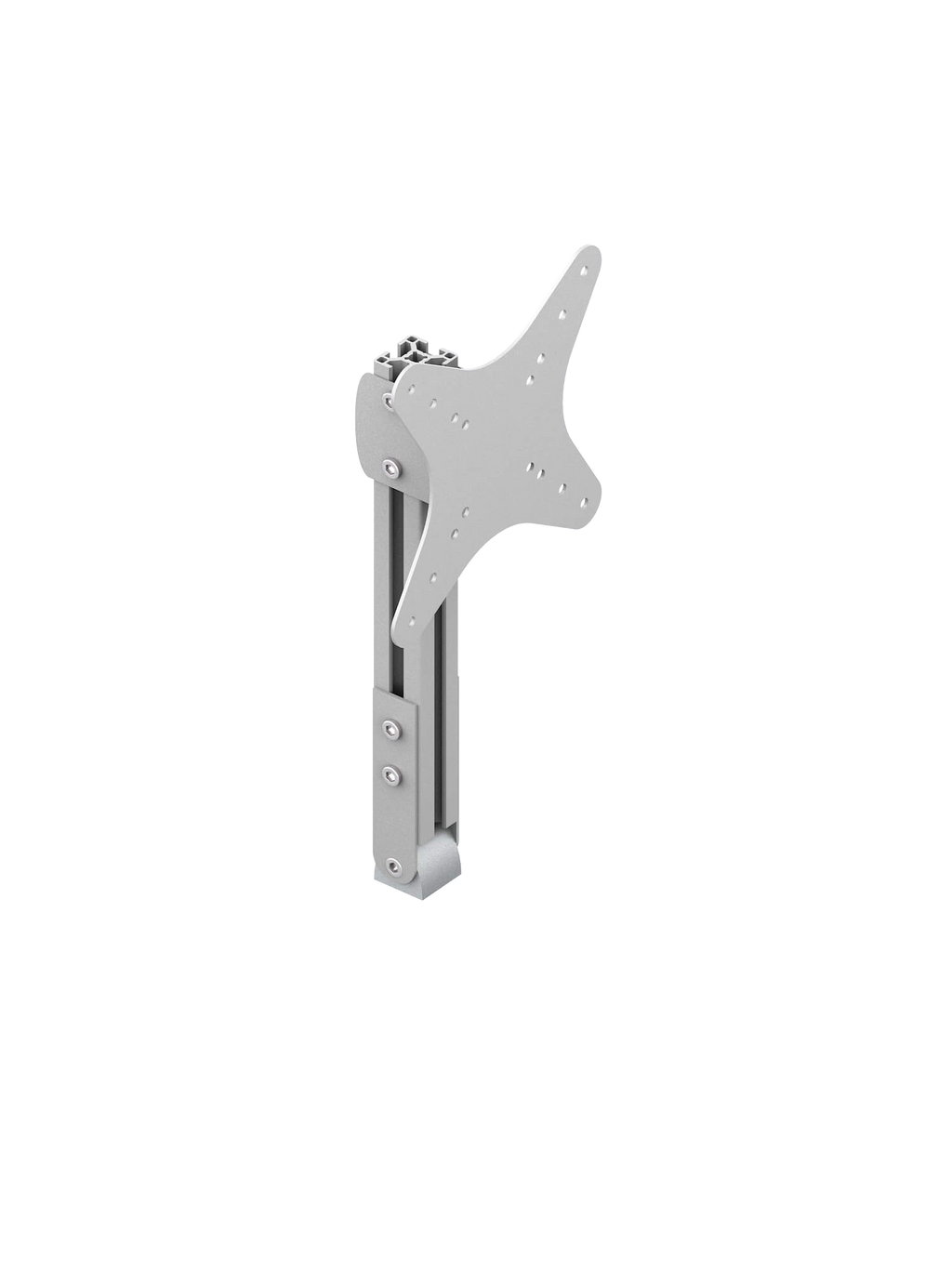 Streaming-Screen-Halterung für Sim Rig – Aluminium-Zubehör, leicht gedrehte Ansicht – Farbe Weiß | TailoredRig