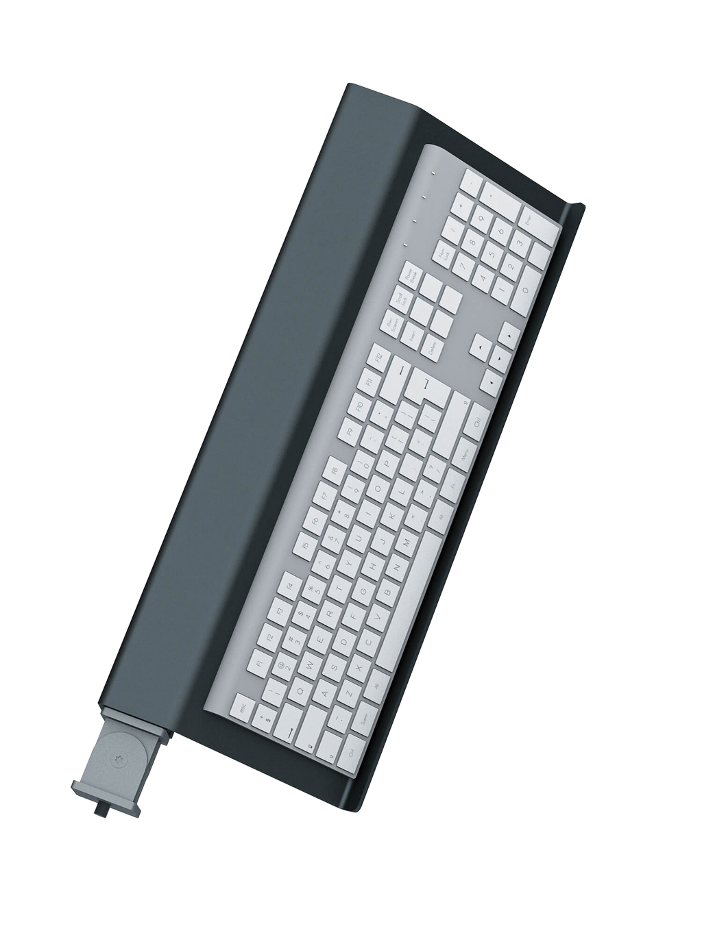 Tastatur-Halterung für Sim Rig – Vorderansicht, leicht gedreht – Farbe Basalt | TailoredRig