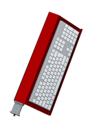 Tastatur-Halterung für Sim Rig – Aluminium-Halterung, leicht gedrehte Ansicht – Farbe Rot | TailoredRig