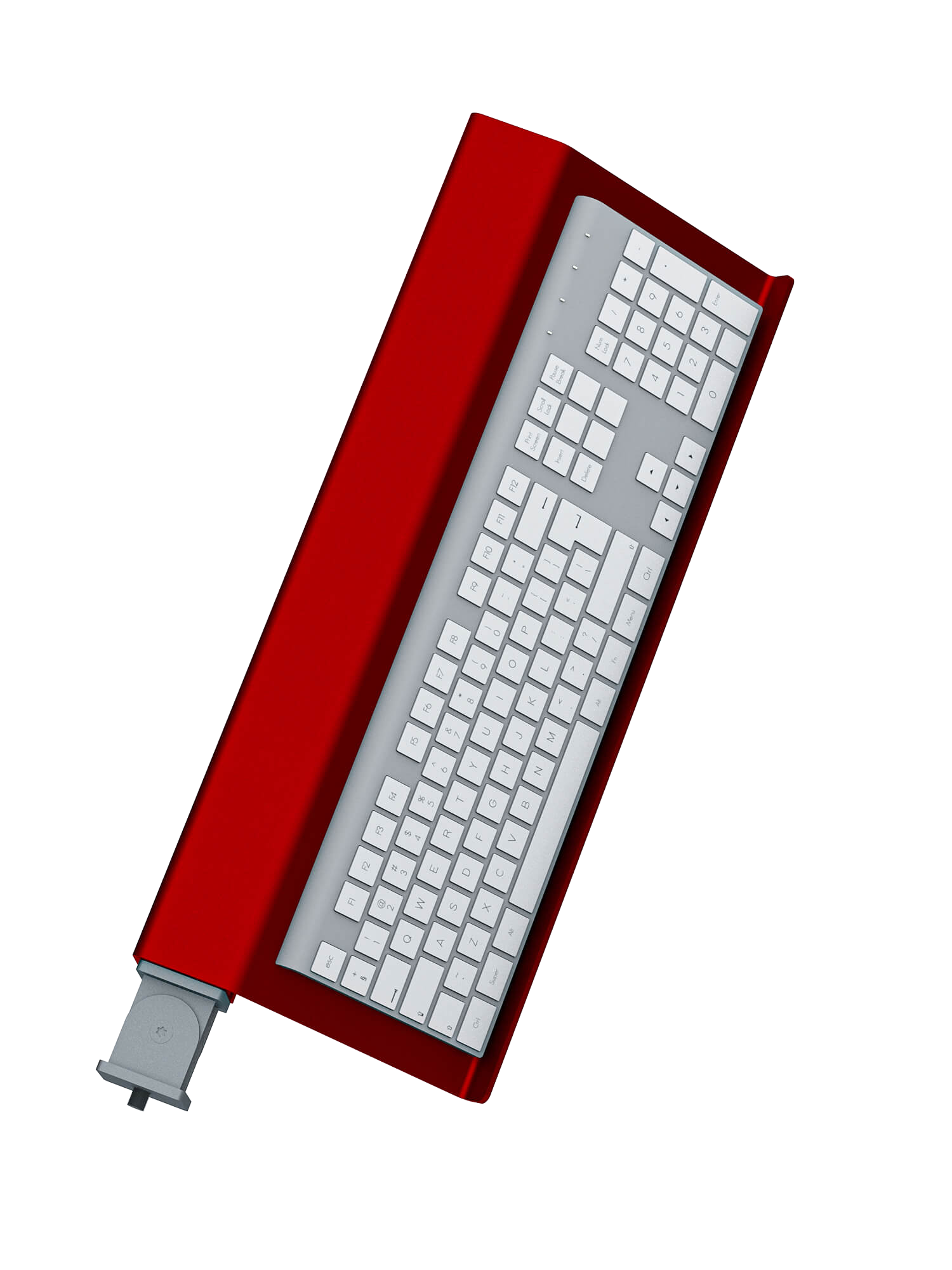 Tastatur-Halterung für Sim Rig – Aluminium-Halterung, leicht gedrehte Ansicht – Farbe Rot | TailoredRig