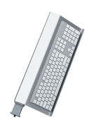 Tastatur-Halterung für Sim Rig – Aluminium-Zubehör, leicht gedrehte Ansicht – Farbe Weiß | TailoredRig