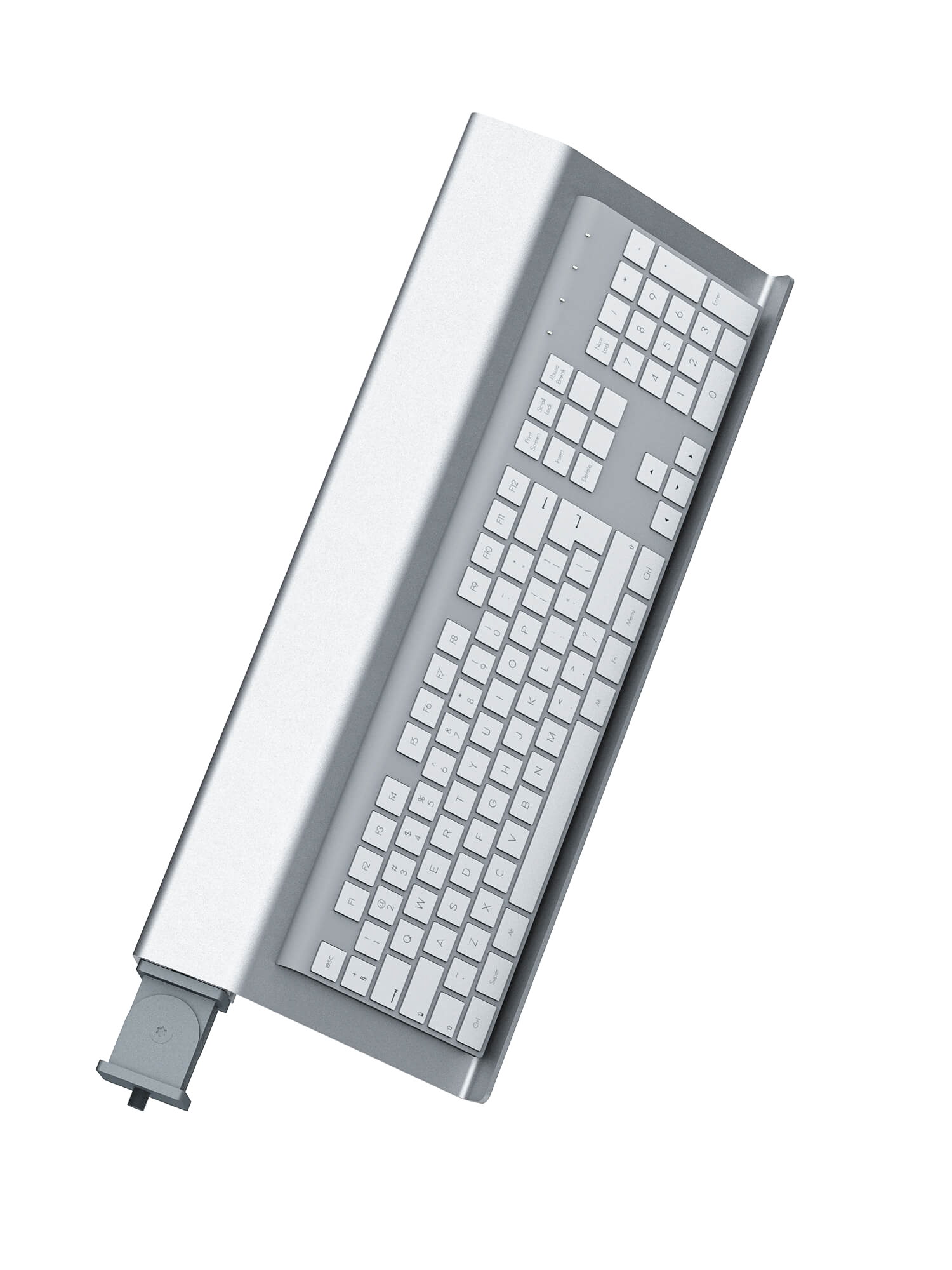 Tastatur-Halterung für Sim Rig – Aluminium-Zubehör, leicht gedrehte Ansicht – Farbe Weiß | TailoredRig