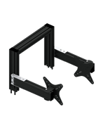 Triple-Screen-Halterung für Sim Rig – Vorderansicht, leicht gedreht – Farbe Schwarz | TailoredRig