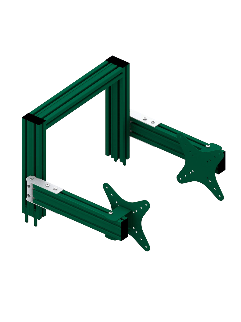 Triple-Screen-Halterung für Sim Rig – Aluminium-Halterung, leicht gedreht – Farbe Grün | TailoredRig