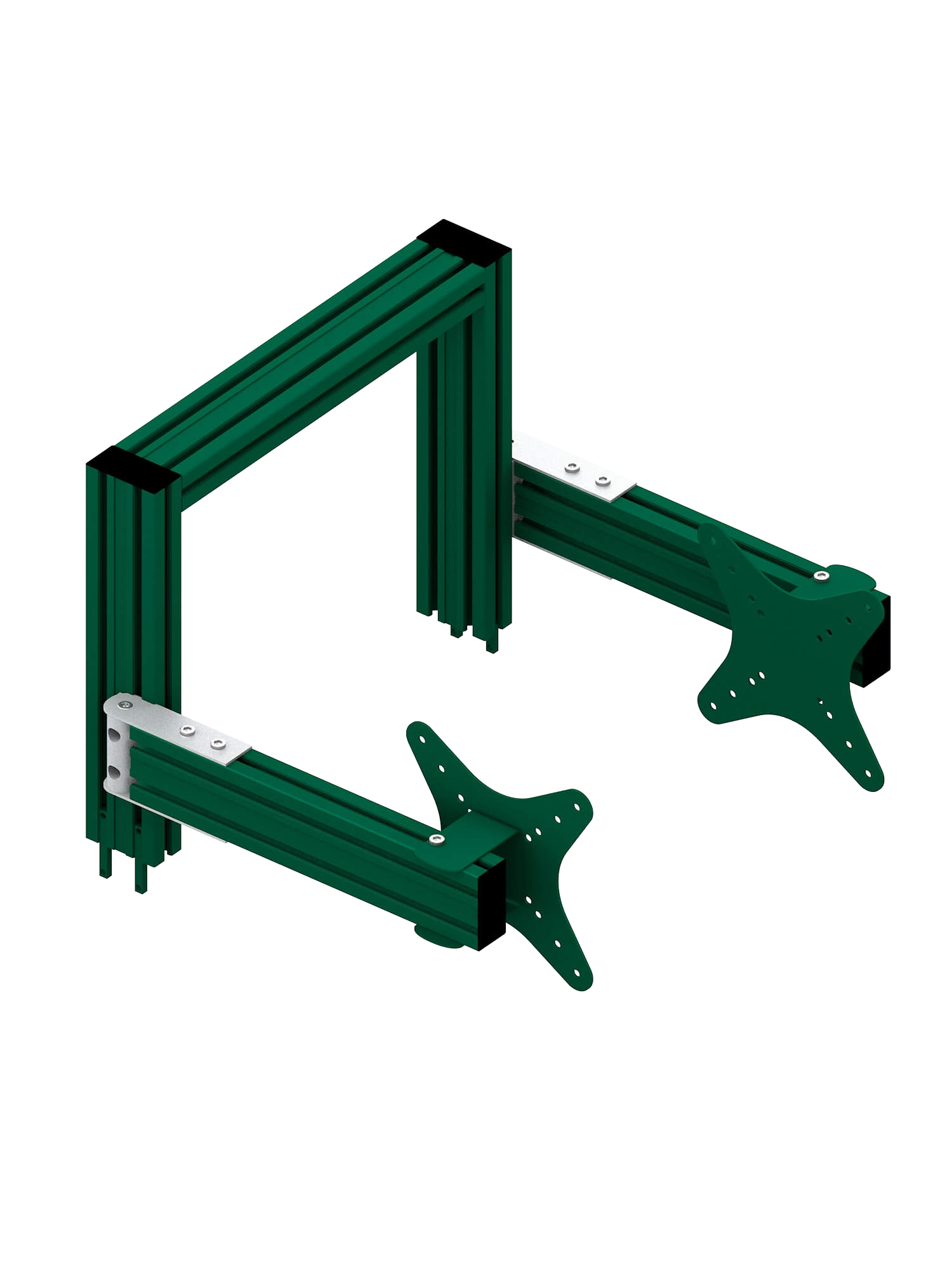 Triple-Screen-Halterung für Sim Rig – Aluminium-Halterung, leicht gedreht – Farbe Grün | TailoredRig