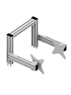 Triple-Screen-Halterung für Sim Rig – Aluminium-Zubehör, leicht gedrehte Ansicht – Farbe Weiß | TailoredRig