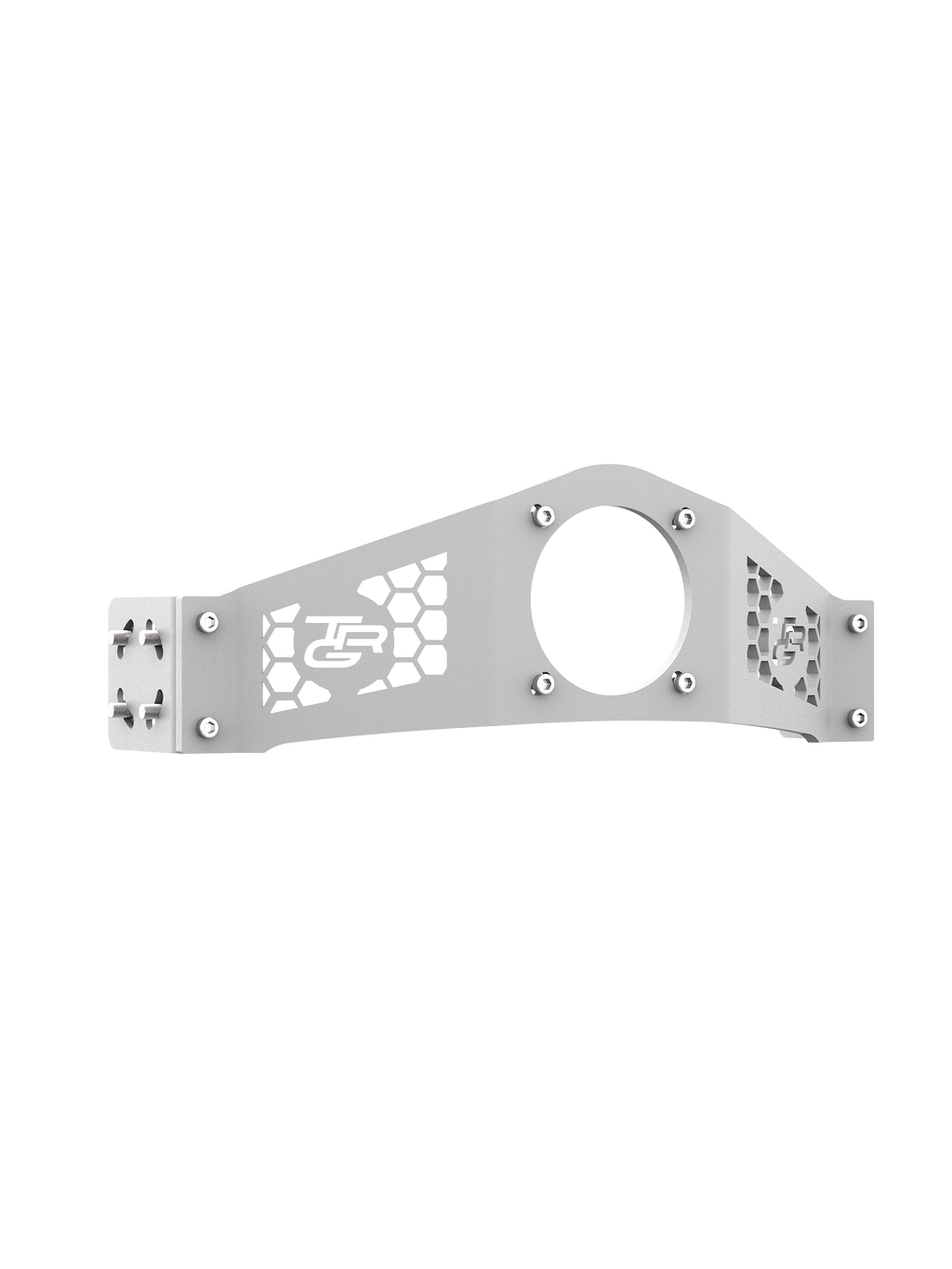 Wheelbase Mount Simucube für Sim Rig – Zubehöransicht, leicht gedreht – Farbe Weiß | TailoredRig